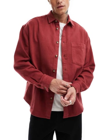 ASOS DESIGN overshirt i rostig röd
