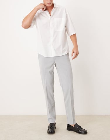 ASOS DESIGN slim fit smart wedding trousers in light grey