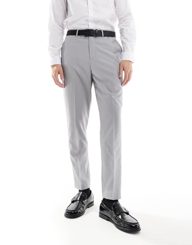 ASOS DESIGN smart tapered fit trousers in light grey