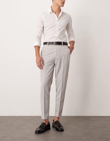 ASOS DESIGN smart tapered byxor i ljusgrå