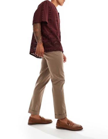 ASOS DESIGN smart premium slim fit chino trousers in brown