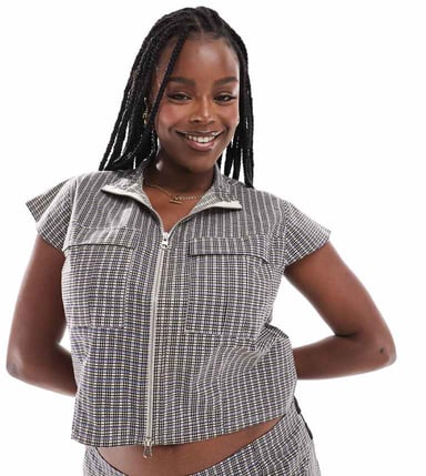 COLLUSION Plus zip utility top co ord in check