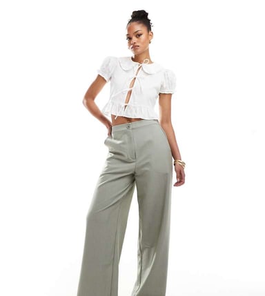ASOS DESIGN Tall relaxed tailored trousers in olive
