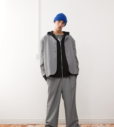 Reclaimed Vintage wide leg trouser in grey