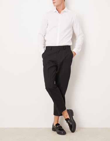 ASOS DESIGN smart straight leg cropped trousers in black