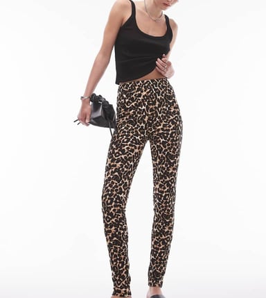 Topshop Tall leopard print legging in brown