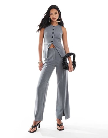 Kaiia exclusive flared trouser co-ord in charcoal