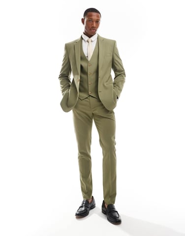ASOS DESIGN skinny suit trouser in sage