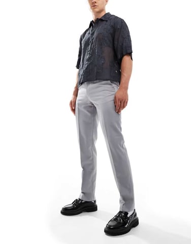 ASOS DESIGN smart slim fit trousers in light grey