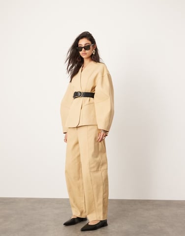 ASOS EDITION twill barrel trouser with pocket detail co-ord in light brown