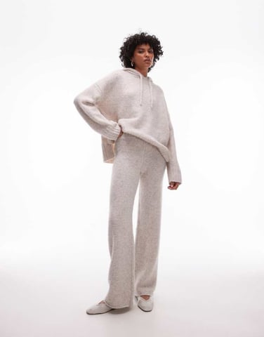 Topshop fluffy trouser co-ord in oat