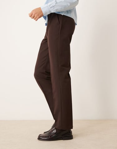 ASOS DESIGN smart slim fit trousers in brown