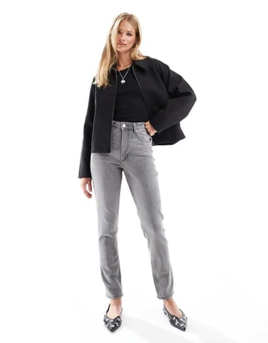 ASOS DESIGN slim fit comfort mom jeans in grey