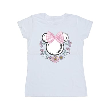 Disney Womens/Ladies Minnie Mouse Flowers Bow T-Shirt (White)