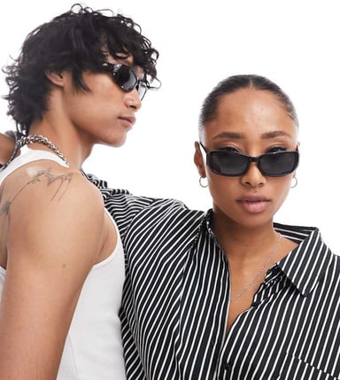 Reclaimed Vintage unisex square wrap sunglasses in black