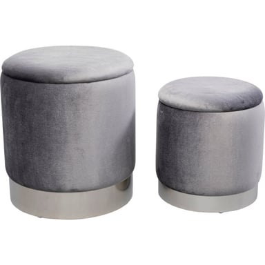 Kare Design Poef cherry storage grey silver (2/set)