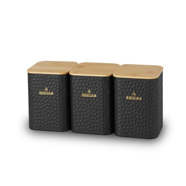 Buccan voorraadpotten met bamboe deksel set van 3 stuks
