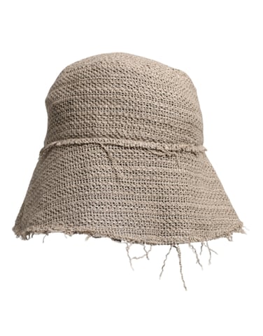 Linen Bucket Hat Distressed Detail