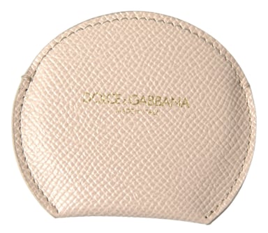 Half Moon Coin Purse Beige Leather