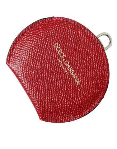 Red Leather Round Coin Purse