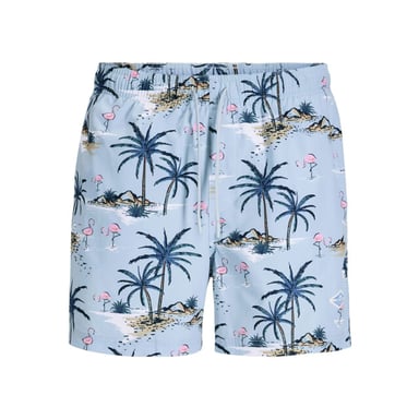 Jack & Jones Heren zwemshort jpstmaui vibes lichtblauw flamingo/palm print
