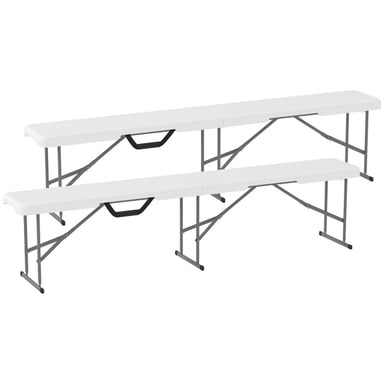 4goodz 2 stuks kunststof bank opvouwbaar campingtafel 182 cm -