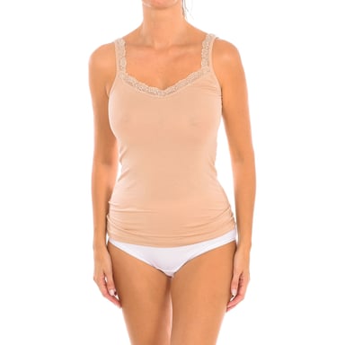 Women's Undershirt with Thin Bamboo Straps and Lace Q706