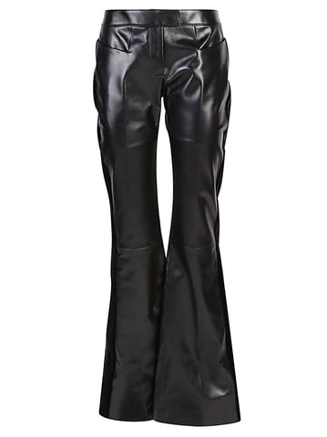 Flared Leather And Velvet Trousers