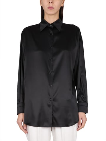 Stretch Silk Satin Relaxed Fit Shirt
