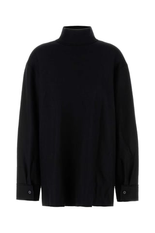 Black Wool Blend Blouse