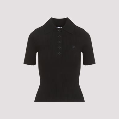 Black Viscose Blend Polo Shirt