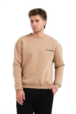Crew Neck Embroidered Raised Fleece Inside Mink Men's Sweatshirt - Volar