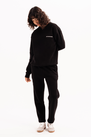 Relaxed Fit, Raised, Fleece Lined Black Women's Tracksuit Bottoms - Echo