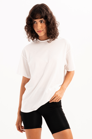 100% Cotton Oversize Fit Crew Neck Ecru Women's T-Shirt - Halo