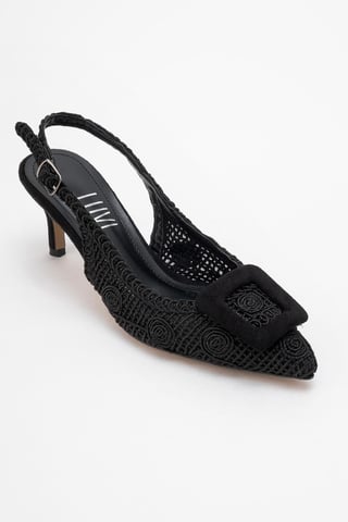 Ensley Knitted Buckled Pointed Toe Pump (Women)