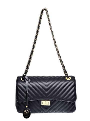 Roberta M  Black Leather Bag