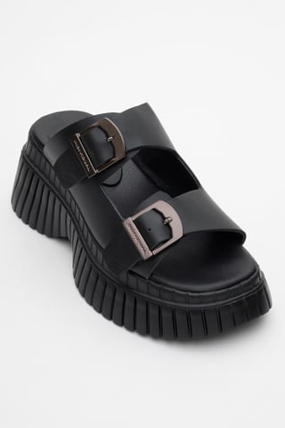Joanes Läder Two-Strap Platå Sandal (Women)