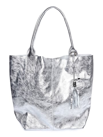 Roberta M  Silver Leather Bag