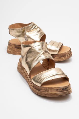 Lunas Leather Side-Zip Flat Heel Sandal