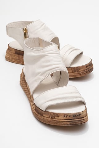 Lunas Leather Side-Zip Flat Heel Sandal