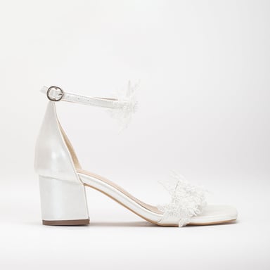 Flora Lace  Bridal Low Heel Sandals
