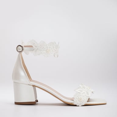Dana Lace Bridal Low Heel Sandals