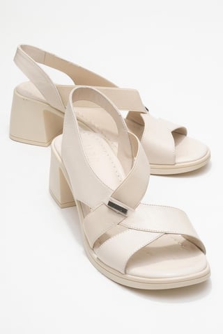 Crina Elasticated Leather Chunky Heel Sandal