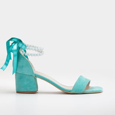 Illy Low Block Heel Sandals with Pearls