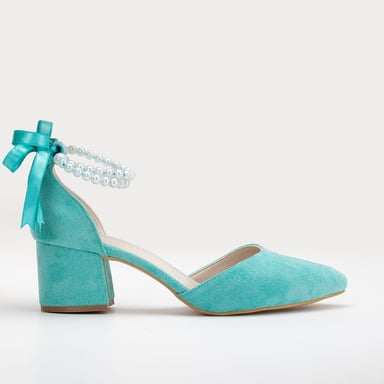 Miranda Low Block Heels with Pearls