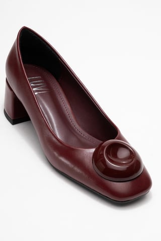 Mila Buckle Square Toe Block Heel Pump (Women)