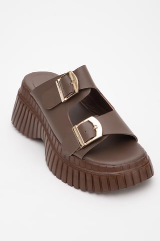 Joanes Läder Two-Strap Platå Sandal (Women)
