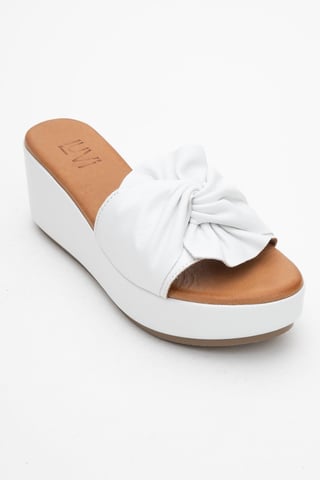 Syndra Bow Wedge Leather Sandal
