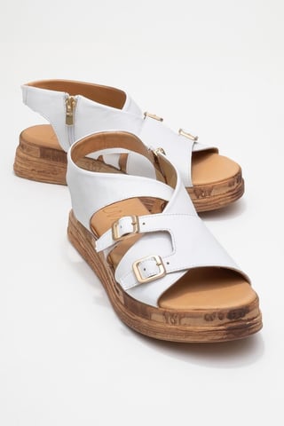 Levine Leather Buckled Side-Zip Sandal