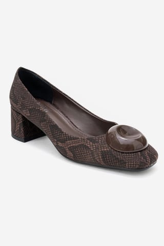 Mila Buckle Square Toe Block Heel Pump (Women)